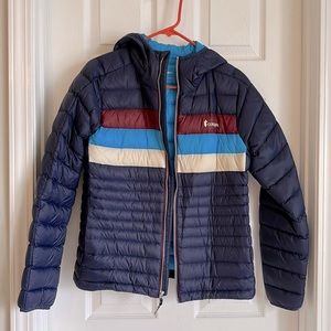 Cotopaxi hooded jacket, warm lightweight puffer